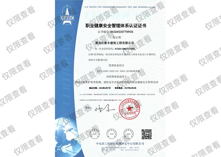 職業(yè)健康安全管理體系認(rèn)證證書(shū)